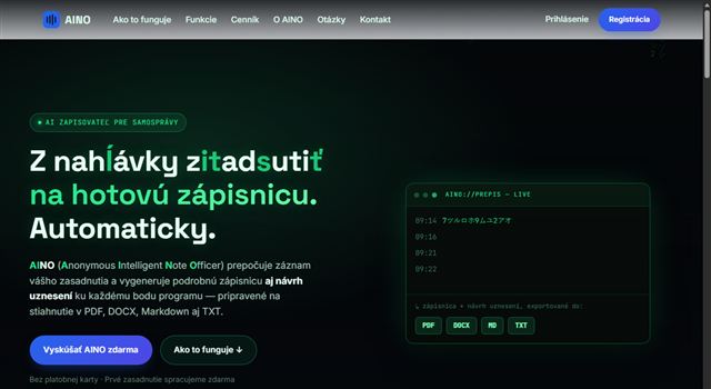 Screenshot of the AINO app